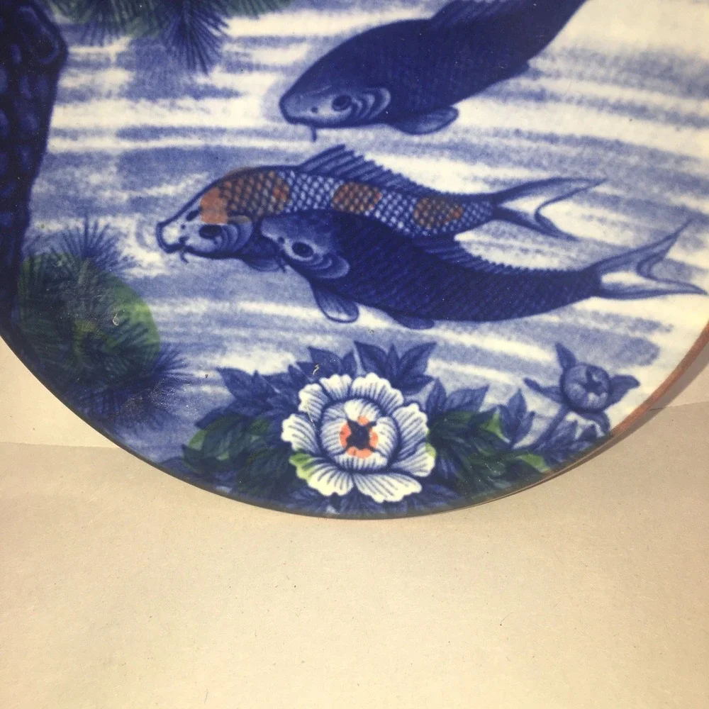 Vintage Toyo Japanese Koi Fish & Lotus 6